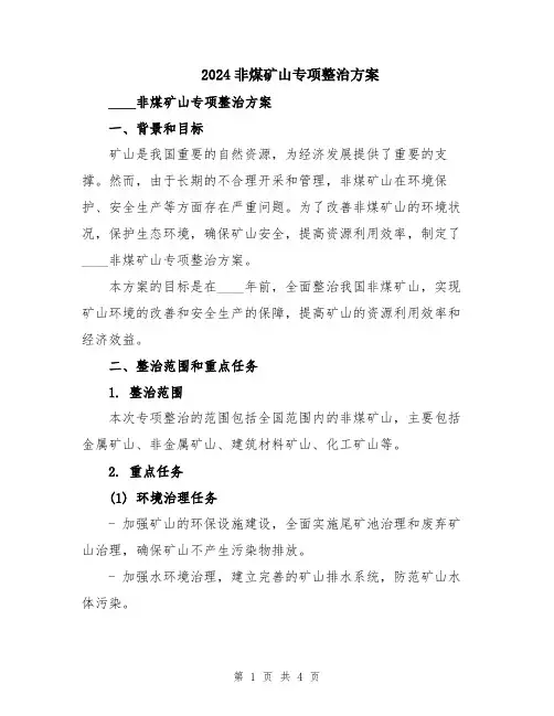 2024非煤矿山专项整治方案