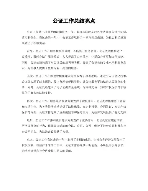 公证工作总结亮点