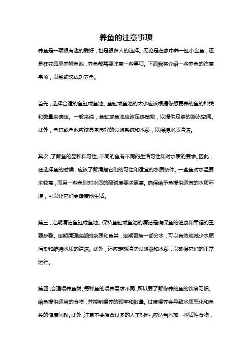 养鱼的注意事项