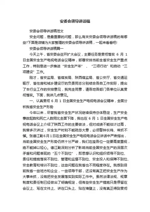安委会领导讲话稿