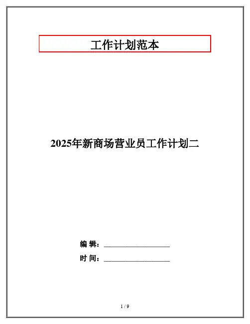 2025年新商场营业员工作计划二