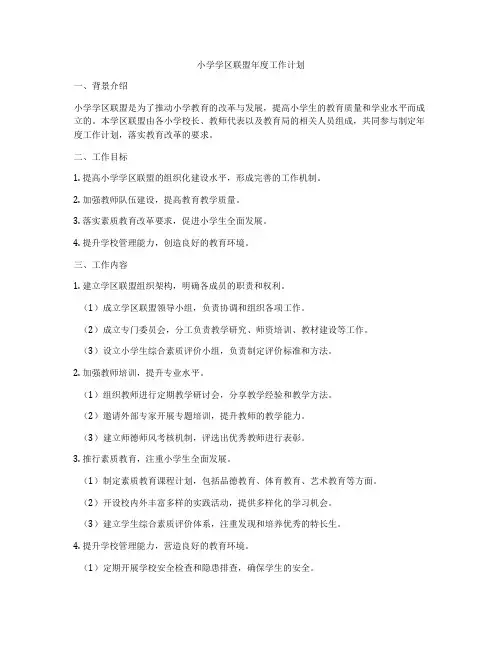 小学学区联盟年度工作计划