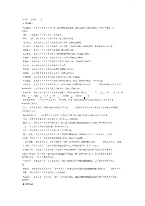 (完整版)工程热力学知识总结.doc