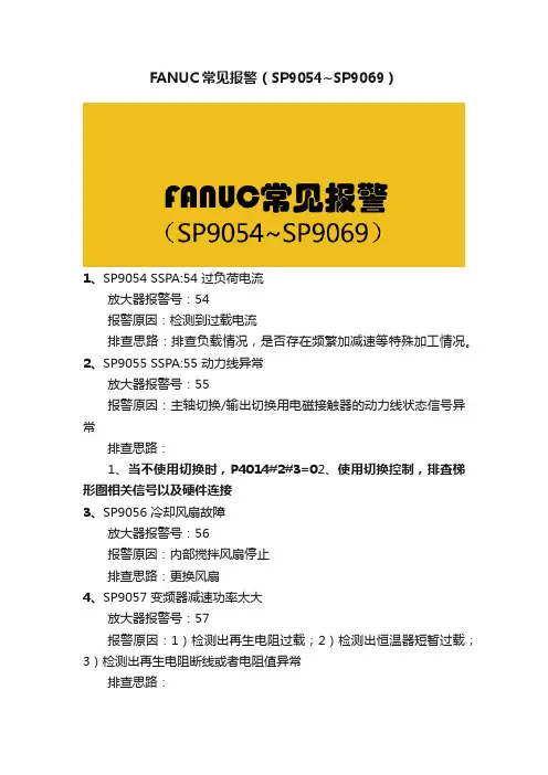 FANUC常见报警（SP9054~SP9069）