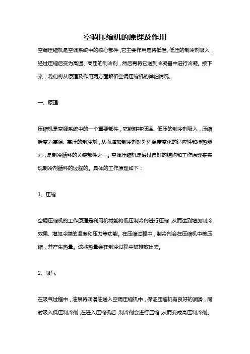 空调压缩机的原理及作用