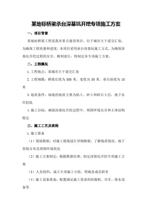 某地标桥梁承台深基坑开挖专项施工方案