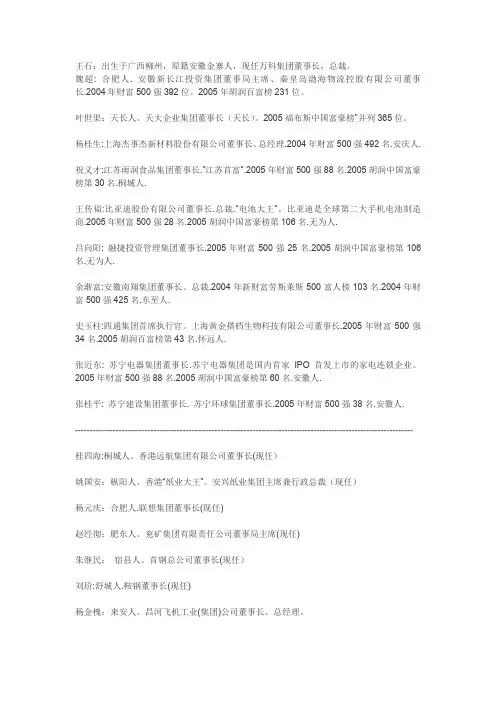 安徽经济界名人