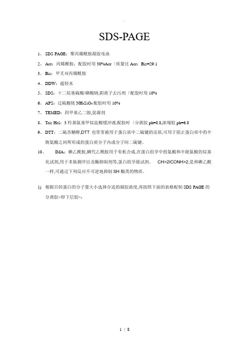 SDS_PAGE分离胶_浓缩胶配方