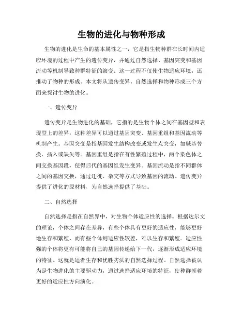 生物的进化与物种形成