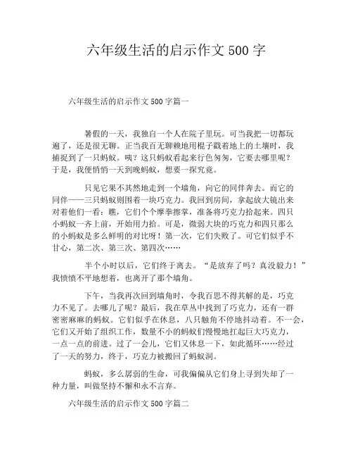 六年级生活的启示作文500字