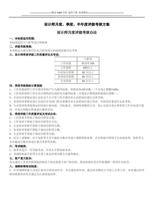 设计师评级考核方案