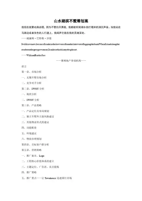 山水湖滨别墅策划案(1)