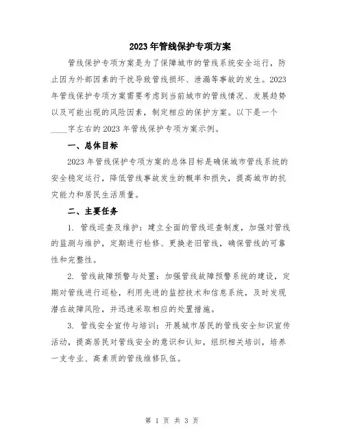 2023年管线保护专项方案