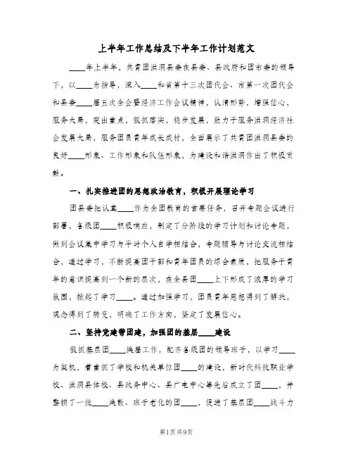 上半年工作总结及下半年工作计划范文(2篇)