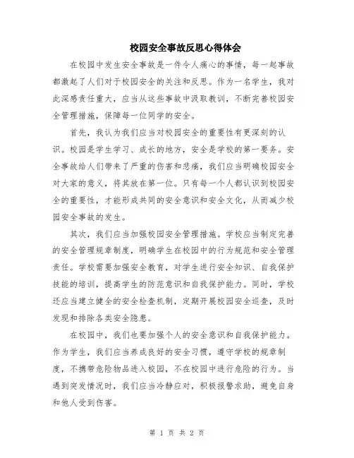 校园安全事故反思心得体会