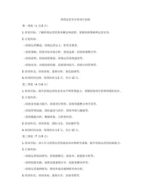 招商运营全年培训计划表