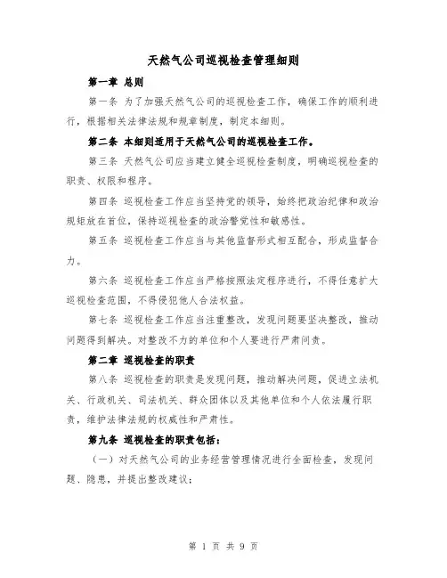 天然气公司巡视检查管理细则（4篇）