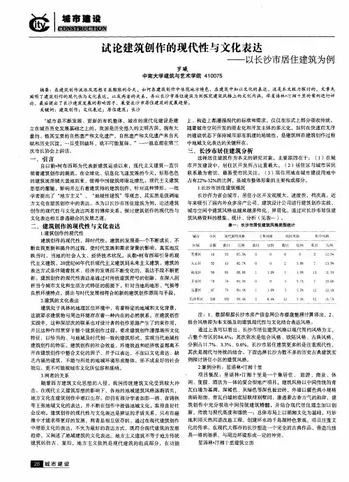 试论建筑创作的现代性与文化表达——以长沙市居住建筑为例