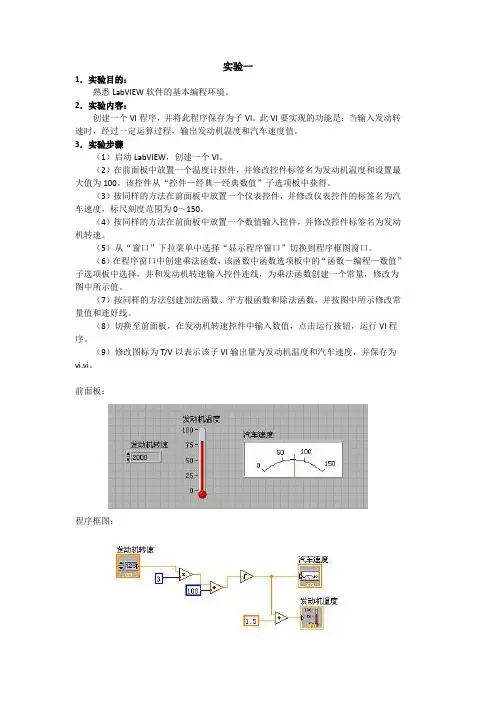 LabVIEW虚拟仪器实验报告