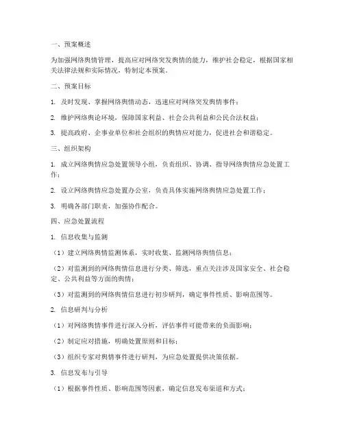 网络突发舆情应急处置预案