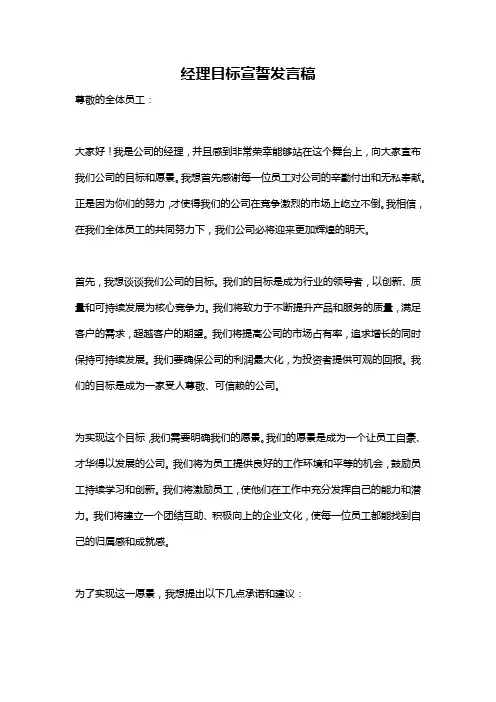经理目标宣誓发言稿