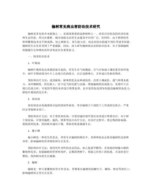 榆树常见病虫害防治技术研究