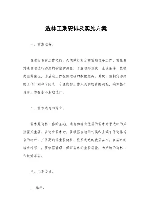 造林工期安排及实施方案