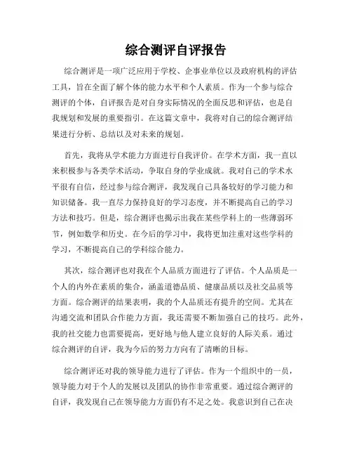 综合测评自评报告