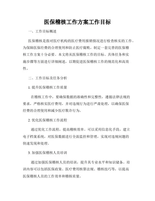 医保稽核工作方案工作目标