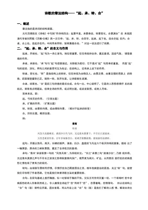 诗歌的章法结构—起承转合