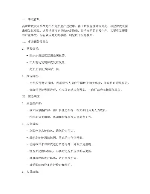 高炉炉皮发红事故应急预案