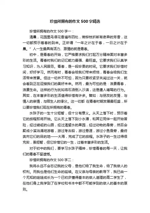 珍惜所拥有的作文500字精选