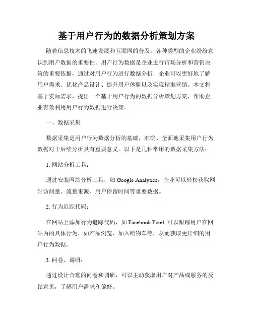 基于用户行为的数据分析策划方案