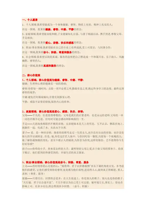 个人的使命和愿景