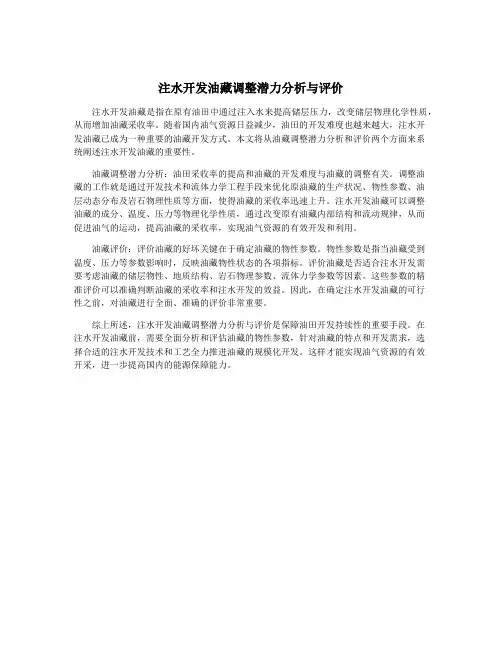 注水开发油藏调整潜力分析与评价