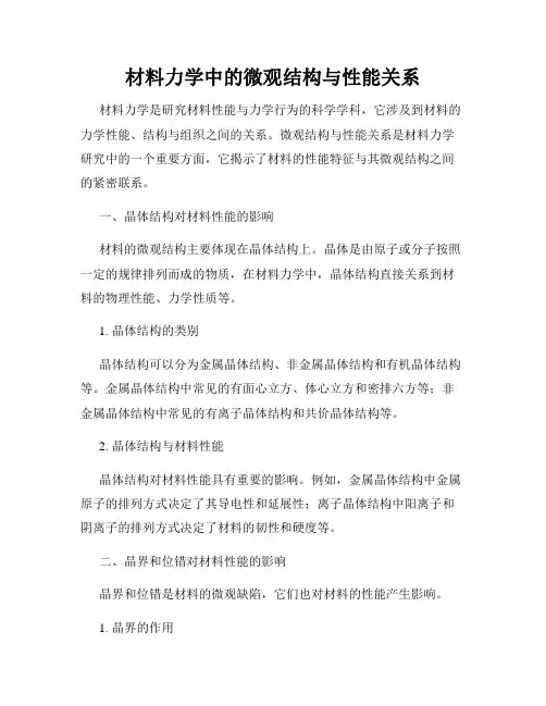 材料力学中的微观结构与性能关系