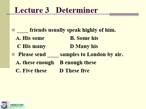 大学英语专业语法课件3——限定词Determiner