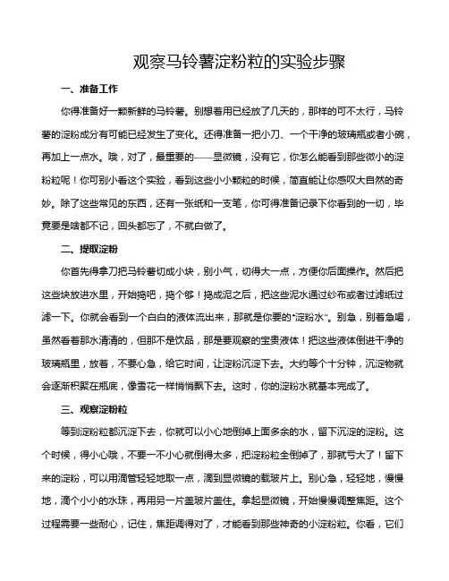 观察马铃薯淀粉粒的实验步骤