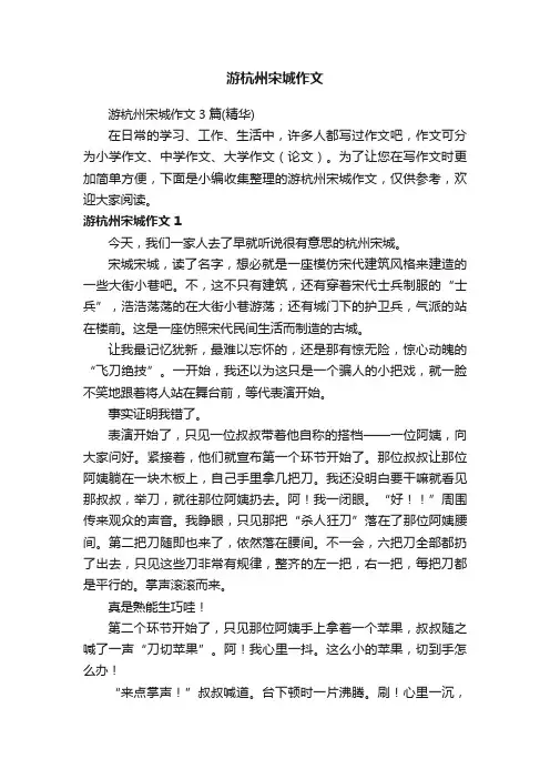 游杭州宋城作文3篇（精华）
