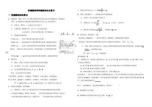 机械振动和机械波知识点复习及总结
