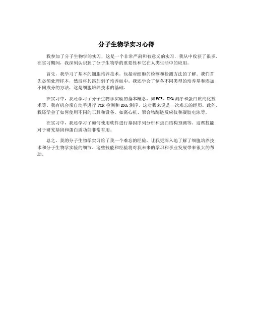 分子生物学实习心得