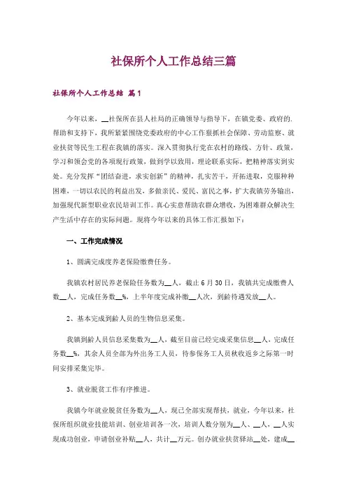 社保所个人工作总结三篇