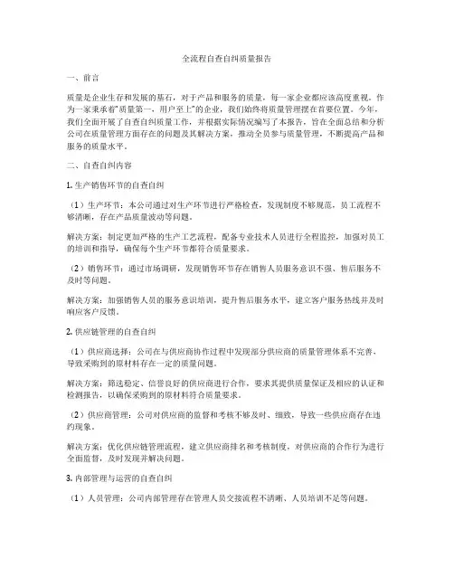 全流程自查自纠质量报告