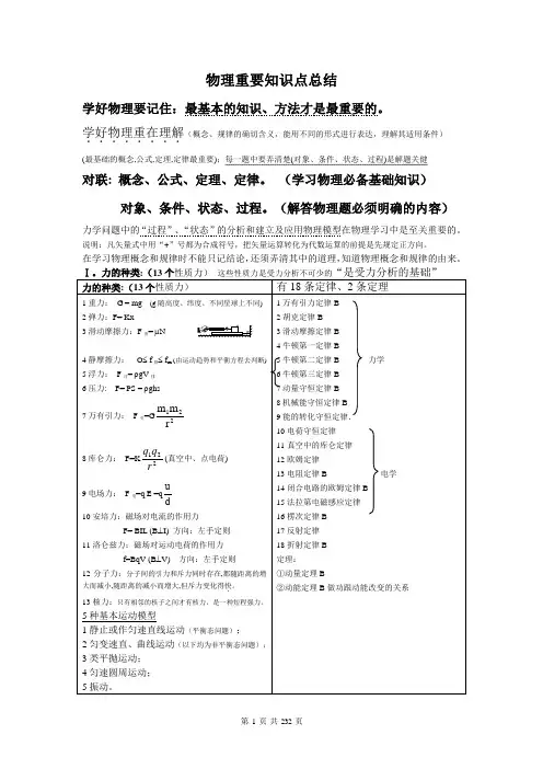 (超详细)高中物理知识点归纳汇总