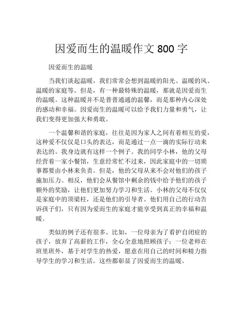 因爱而生的温暖作文800字