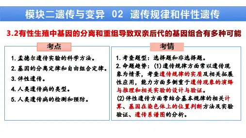 模块二遗传与变异02  遗传规律和伴性遗传-2023年高考生物二轮复习