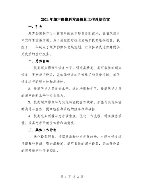 2024年超声影像科发展规划工作总结范文
