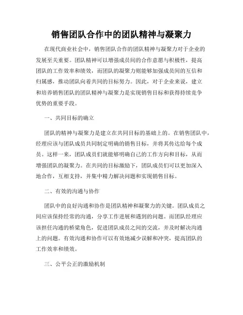 销售团队合作中的团队精神与凝聚力