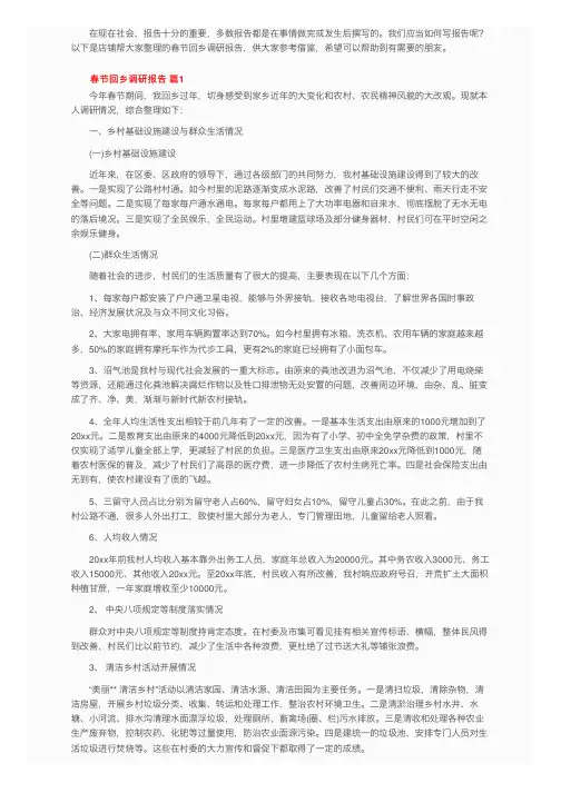 春节回乡调研报告5篇