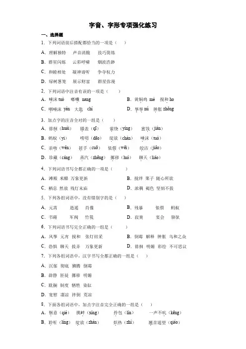 2023小升初复习字音、字形+专项突破练习-(试题)部编版语文六年级下册